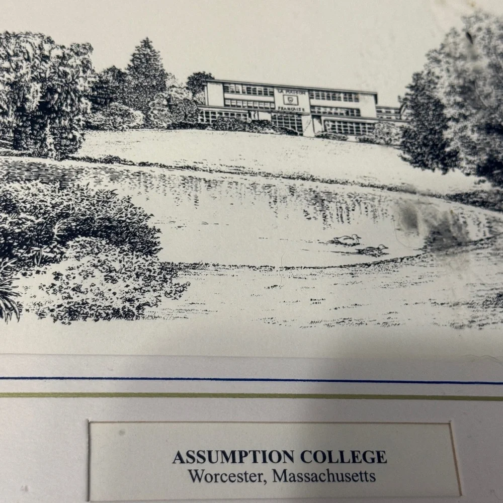 Vintage Assumption College eglomise designs Mirror gold frame